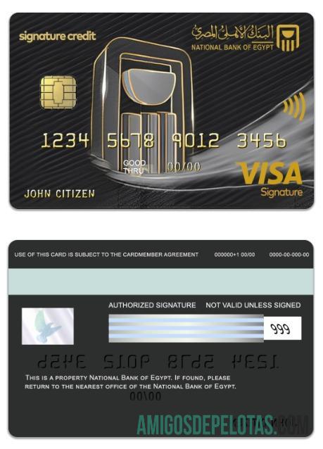 Cartão de Assinatura Visa do Banco Nacional do Egito do Egito baixar para verificação